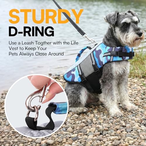 Camouflage Dog Life Vest for Swimming Dog Life Jacket with Handle - view 6