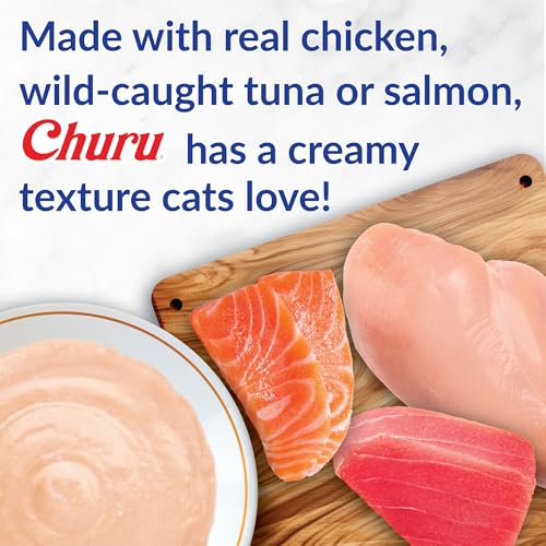 Churu Cat Treats, Lickable, Squeezable Creamy Purée Cat Treat with Green Tea Extract & Taurine, 0.5 Ounces Each Tube, 50 Tubes, Tuna & Chicken Variety - view 2