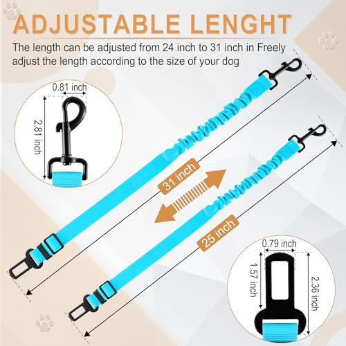 Dog Seat Belt for Car, Retractable Pet Safety Harness, Adjustable Nylon Dog Seatbelt Leash, Comfortable Dog Accessories for Vehicles (Teal-1PCS) - view 3