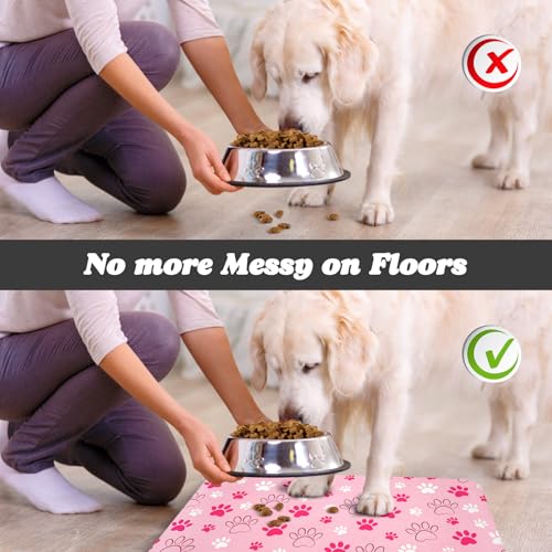 Dog Food Mat, Absorbent Water Bowl Mats Cat Pet Feeding Placemats Pink 20 * 12 inch - view 5