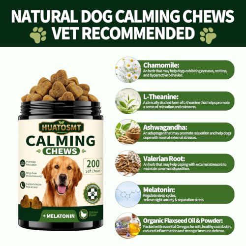 Calming Chews for Dogs 200 Ct Melatonin Relieves Emotions Anxiety Chicken - view 3