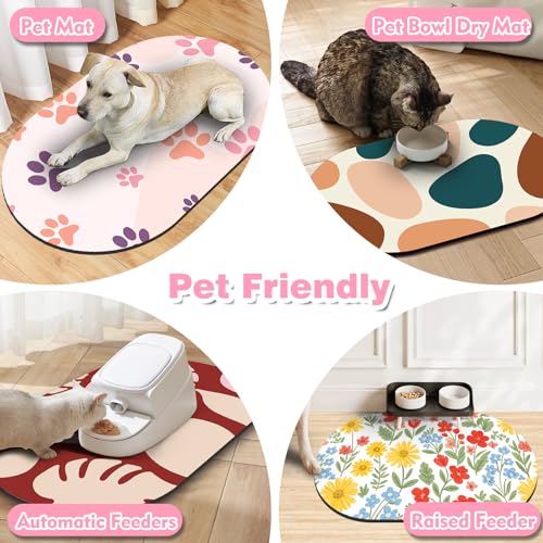 Cat Food Mat Small - 20''x12'' Absorbent Cat Feeding Mat, Pet Water Mats Protect Floor, No Stains Quick Dry Pet Placemats for Food and Water Bowl, Non-Slip Base Cats Bowl Mats for Messy Drinkers - view 6