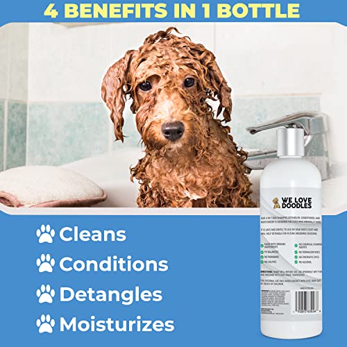 (Short Pins) Pet Rubber Bath Brush and Dog Shampoo (Bundle) - for Shower Scrubbing & Soothing Massage and Dog Shampoo, Conditioner & Detangler - Made in The USA - view 7