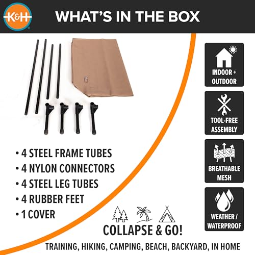 K&H Outdoor Elevated Dog Bed for Small & Medium Pets, Tan, Medium 32x25in - view 6