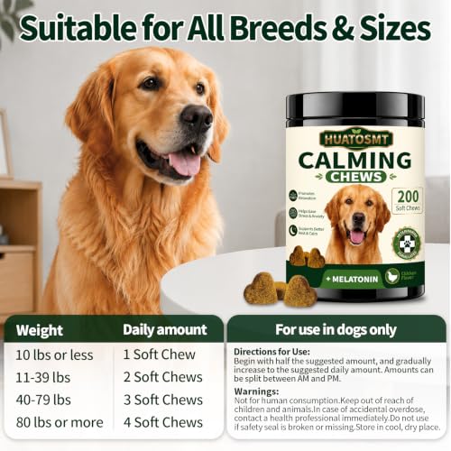 Calming Chews for Dogs 200 Ct Melatonin Relieves Emotions Anxiety Chicken - view 5