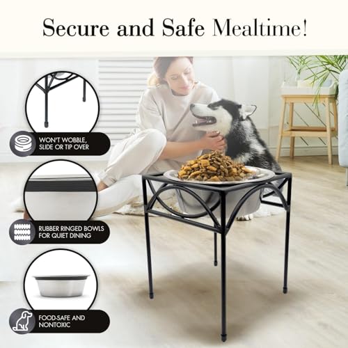 Regal Single Bowl Raised Feeder - Elevated Feeding Station - Metal, Wrought Iron Dog Bowl, Best Single Diner, Pet Bowl for Small, Medium, Large and XL Dogs - (Medium - 7" Tall) - view 4