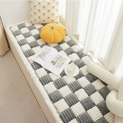 Fluffy Couch Cover for Pets - Large Cream-Coloured Fuzzy Plaid Square Pet Mat Bed Couch Cover Protector - Bay Window Cushion Bedside Carpet (Blue, 23.6 * 70.9in) - view 5