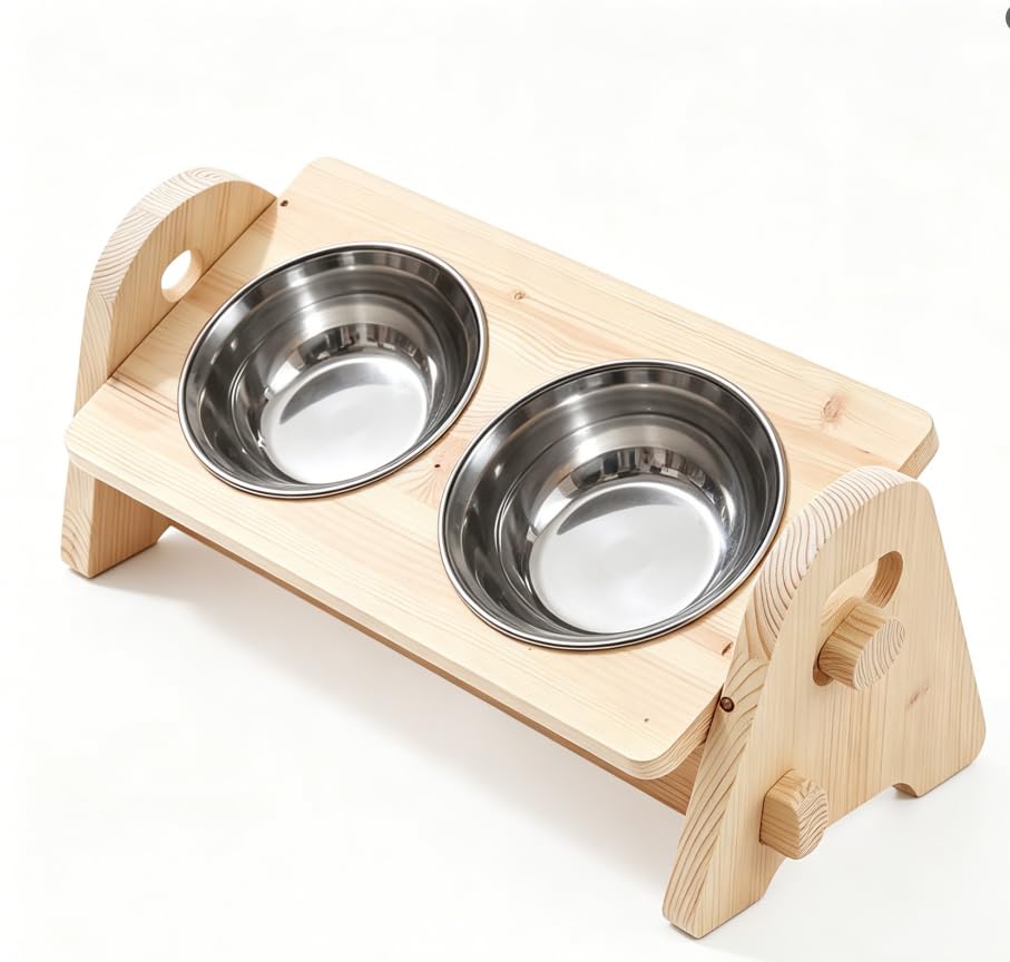 2-in-1 Elevated Cat Dog Bowls Stand with Non-Slip Mat, Adjustable Double Pet Food Dish Holder for Small Medium Pets, Anti-Spill Feeding Station - view 5