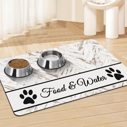 Pet Feeding Mat - Absorbent Dog Food Mat for Floors Waterproof，Dog Cat Placemat Mat for Food and Water Bowls - No Stains No Sliding Quick Dry Water Eating Dish Mat