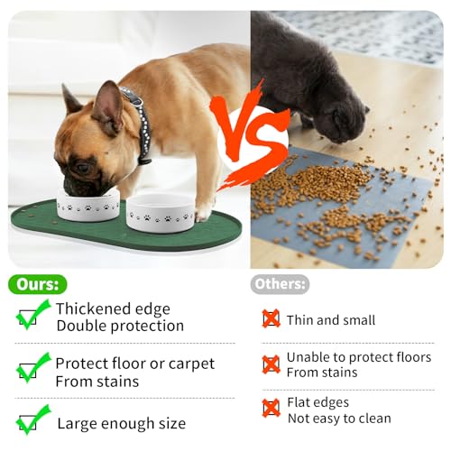 Dog Food Mat Spill-Proof Silicone Dog Bowl Mat Raised Edge Pet Placemat - view 3