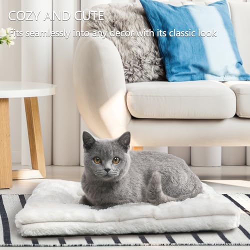 Pet Bed Extra Small 12 x 18 for Crate or Cage Fits Tiny Dogs And Indoor Cats With Rabbit,Washable XS Puppy Crate Bed Comfy Kennel Pad Anti-Slip Doggy Sleeping Mat Cushion for Mini Small Breeds,Cream - view 2