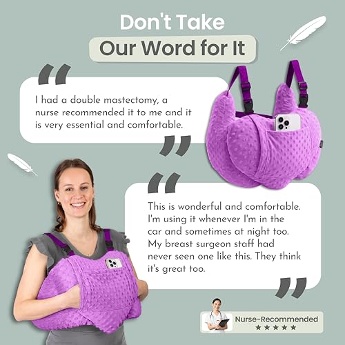 Post Mastectomy Pillow Heart - 4 Pcs Protective Set - Cozy Hand Muff & 5 Built-in Pockets - Breast Surgery Must Haves,Breast Reduction Recovery Supplies, Breast Augmentation,Post Op Essentials - view 6