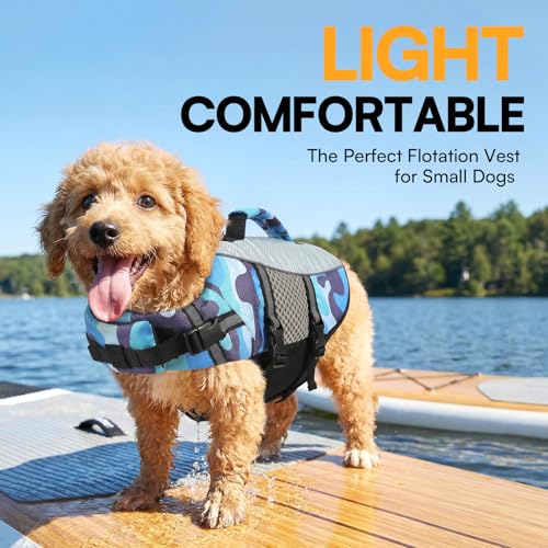Camouflage Dog Life Vest for Swimming Dog Life Jacket with Handle - view 5