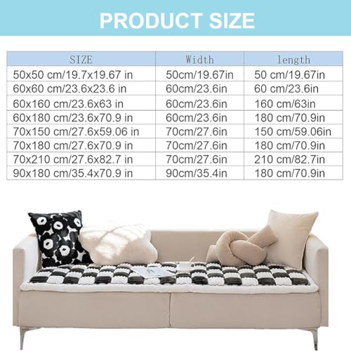 Fluffy Couch Cover for Pets - Large Cream-Coloured Fuzzy Plaid Square Pet Mat Bed Couch Cover Protector - Bay Window Cushion Bedside Carpet (Blue, 23.6 * 70.9in) - view 2