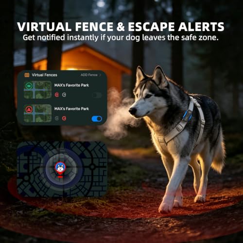 GPS Tracker for Dogs with 36 Month Subscription, Real-Time Location, Electronic Fence, Health Monitoring, Waterproof, for Medium Large Dogs, iOS Android - view 4