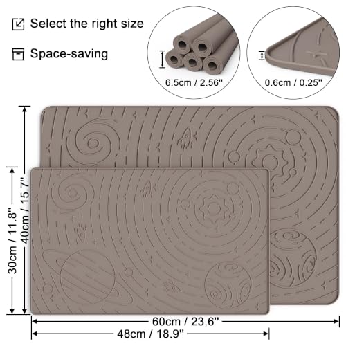 Galaxy Pet Feeding Mat, 18.9x11.8 Silicone Cat Food Mat, Beige - view 4