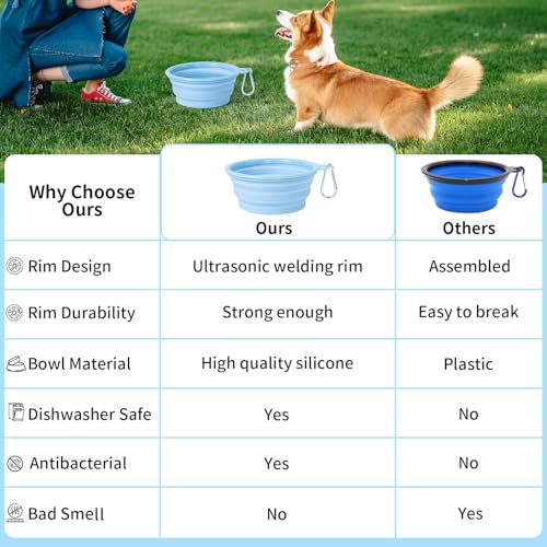 Collapsible Dog Bowl Silicone, 2Pack Macaron Color Pet Travel Bowls - view 3