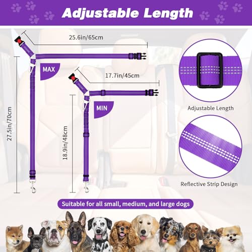 Dog Seat Belt for Car, Headrest Restraint Reflective Bungee, 1 Pack - view 2