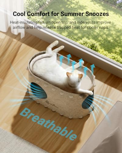 Cat House for Indoor Cats, Peekaboo Cat Bed Cave, Cream - view 3