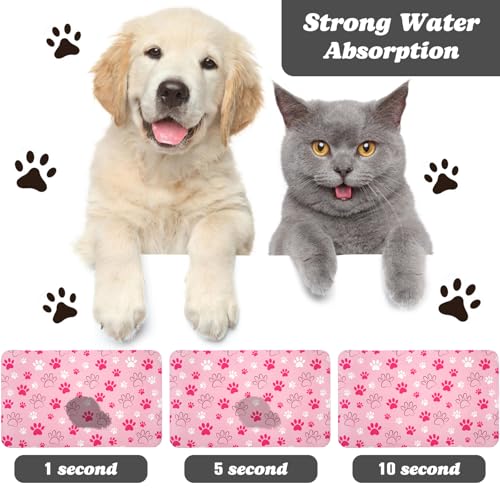 Dog Food Mat, Absorbent Water Bowl Mats Cat Pet Feeding Placemats Pink 20 * 12 inch - view 2