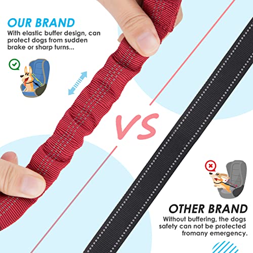 Double Dog Seat Belt for Car with Elastic Bungee Buffer, Adjustable - view 5