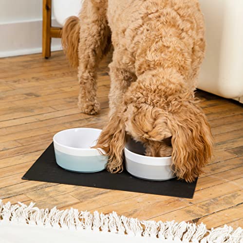 Dipper Ceramic Dog Bowl for Small and Large Breeds - Heavyweight and Durable Pet Food and Water Dish Crock, Dishwasher Safe, Modern (Light Grey, Medium) - view 3