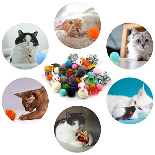 60 Pack Cat Toys - Assorted Kitten, Mouse, Crinkle & Pom Pom Balls - view 5