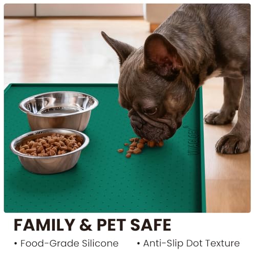 Pet Food Mat Grippymat Dog Bowl Mat, 24" L x 16" W, Deep Green - view 3