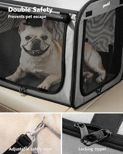 Dog Car Carrier Light Weight 24×17.7×20.5in, Foldable Dog Carrier, Gray - view 4