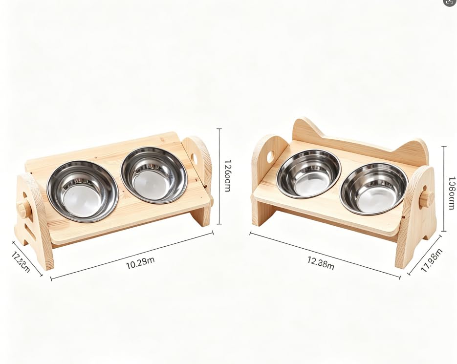 2-in-1 Elevated Cat Dog Bowls Stand with Non-Slip Mat, Adjustable Double Pet Food Dish Holder for Small Medium Pets, Anti-Spill Feeding Station - view 4