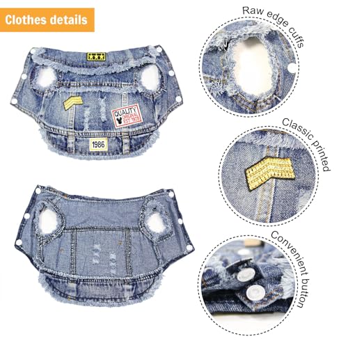 Pet Clothes Dog Jean Jacket Puppy Denim Lapel Vest Tank Top Apparel - view 3