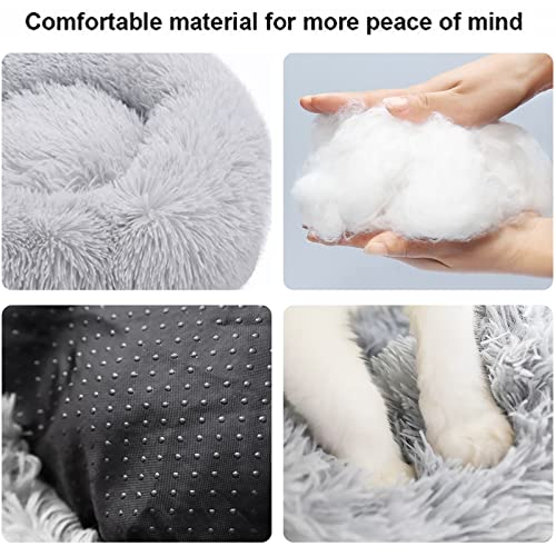 Dog Bed for Small Medium Large Dogs Cats, 20 inch Calming Washable-Round Cozy Soft Pet Bed for Puppy and Kitten with Slip-Resistant Bottom - view 2