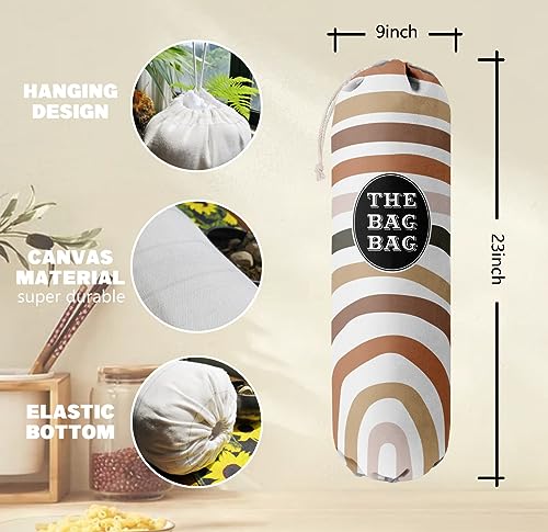 Boho Pattern Grocery Bags Holder and Organizer, Wall Mount Plastic Bags Storage Container Dispenser, Kitchen Gifts For Women Family Grandma Mom (H-26) - view 3