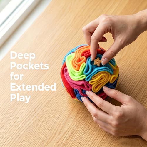 Snuffle Ball for Dogs - Soft Polar Fleece Interactive Puzzle Toy for Mental Stimulation & Boredom - Safe, Plastic-Free Foraging Game & Slow Feeder to Keep Pets Busy Indoors - view 6