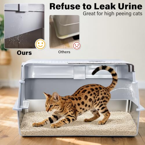 Stainless Steel Litter BoxWith Lid,XXXL Metal Litter Box - view 4