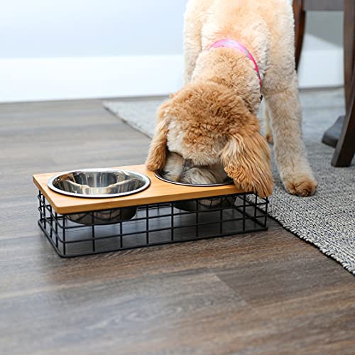 Elevated Double Pet Feeder, Removable Stainless Steel Bowls on Metal Stand, Raised Feeding Station for Pets, Dogs & Cats, Wet or Dry Food and Water - 1 Quart Bowls (32 fl. oz) - view 5