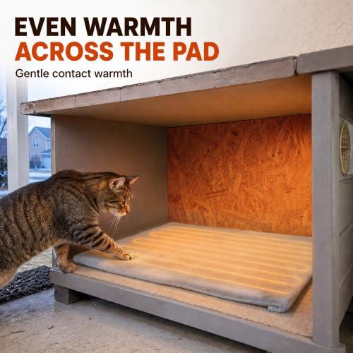Outdoor & Indoor Pet Heating Pad for Cats & Small Dogs, Auto Maintains 100.4-107.6°F, Faux Rabbit Fur, Waterproof Base, 1.8m Bite-Resistant Steel Cord, Washable Cover, Cat House & Dog Bed, 20x16 Inch - view 3