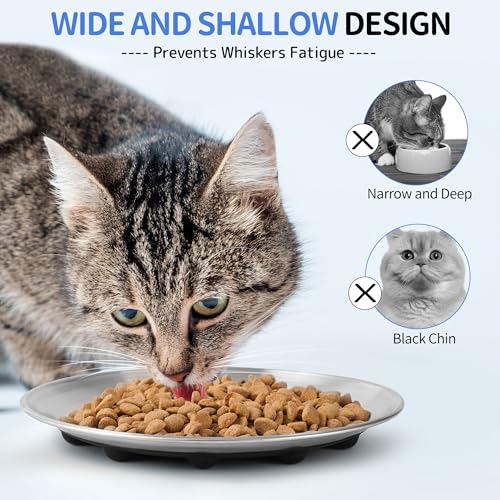 Stainless Steel Cat Dishes, Nonslip Cat Food Bowl Set, Cats Bowls or Plates - view 4