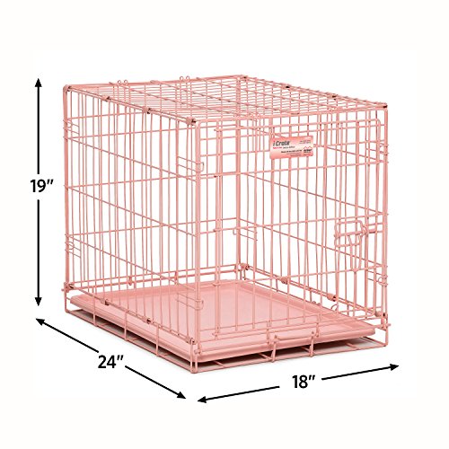 Pink Fashion iCrate Starter Kit, 24-inch Dog Crate Bundle for Small Dogs, Includes Crate, Pet Bed, 2 Bowls and Privacy Cover - view 4