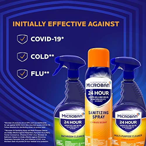 Disinfectant Spray, 24 Hour Sanitizing and Antibacterial Sanitizing Spray, Citrus Scent, 2 Count (15oz Each) (Packaging May Vary) - view 6
