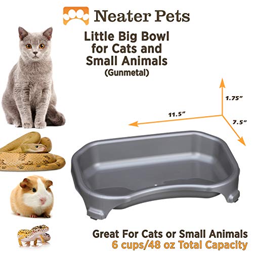 Large Capacity Cat Bowls, Water Bowl for Cats, Reptiles, Chickens, Birds, & Small Animals, Cat Food Bowl (6 Cups), Indoor or Outdoor Water Trough & Feeder, Gunmetal Grey - view 6