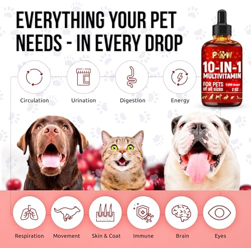 Liquid Multivitamin for Dogs with Glucosamine – Help with Allergies & UTIs – Dog Vitamins and Supplements – Cat Multivitamin for Hips & Joints – B, C & D3 for Coat Shining & Digestion – 2 oz - view 3