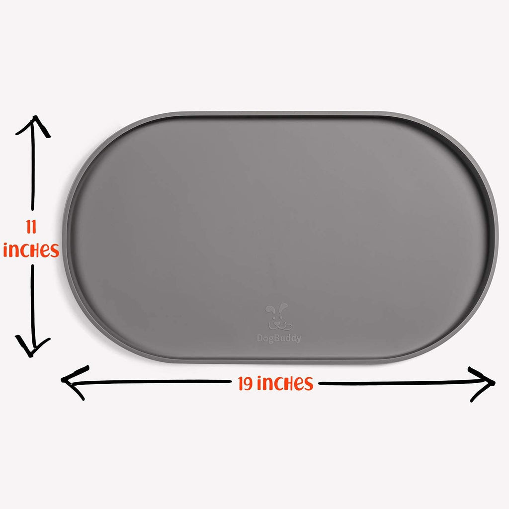Dog Food Mat - Waterproof Dog Bowl Mat, Silicone Pet Mat for Food and Water Bowls, Nonslip Pet Feeding Mat with Edges, Dogs Food Mats for Floors, Puppy Supplies (Small, Gray) - view 7