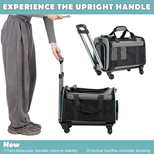 Pet Carrier with Wheels, Durable Airline Approved Cat Crate, Foldable Rolling Dog Carrier, Rolling Bag for Cat &Dog, Use for Travel, Outdoor, Vet Visits, Camping, Indoor. - view 5