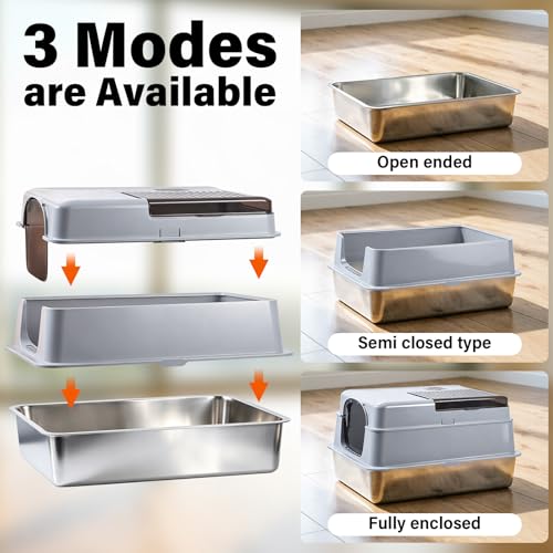 Stainless Steel Litter BoxWith Lid,XXXL Metal Litter Box - view 5