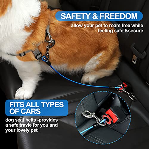 Dog Seat Belt Harness for Car,2pcs Dog Seatbelt of Coated Wire Leash Safety Restraint,No Chew Tether Cable Vehicle Dogs Accessories,Double Clips & Latch (2 Pack Black, 24 inch/60 CM) - view 3