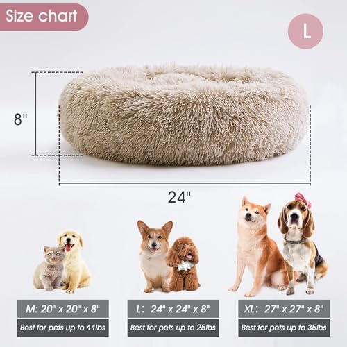 Western Home Calming Donut Small Dog Cat Bed Washable Puppy Bed,24" Brown - view 5