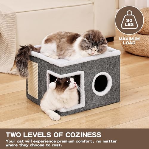 Large Cat Houses for Indoor Cats with Fluffy Ball and Scratch Pad - view 3