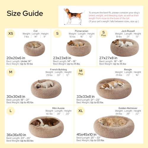 Calming Dog Bed Medium Size Dog Donut Washable Pet Bed,30ins Camel - view 5