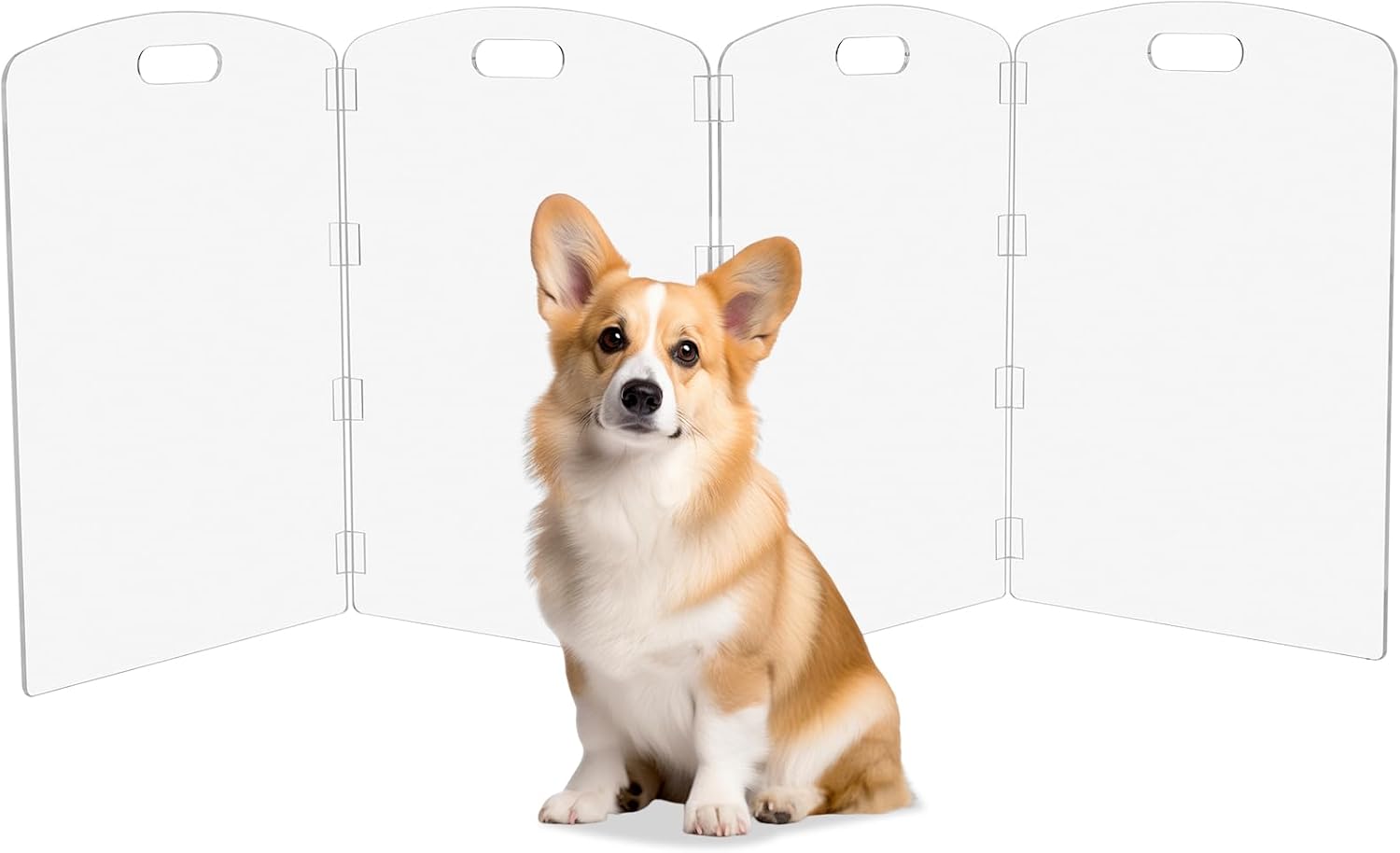 Modern Frame Clear Acrylic Freestanding Dog Gate - 32" Tall Folding 3-Panel Pet Barrier for Doorways, Stairs & Large Openings, Indoor Fence for Small to Large Dogs & Cats - view 5